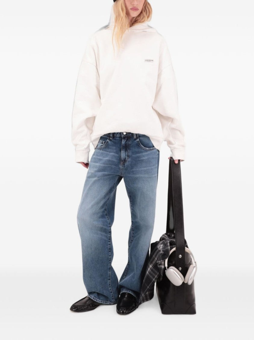 Icon Denim High-Waisted Frayed-Hem Denim Wide-Leg Jeans