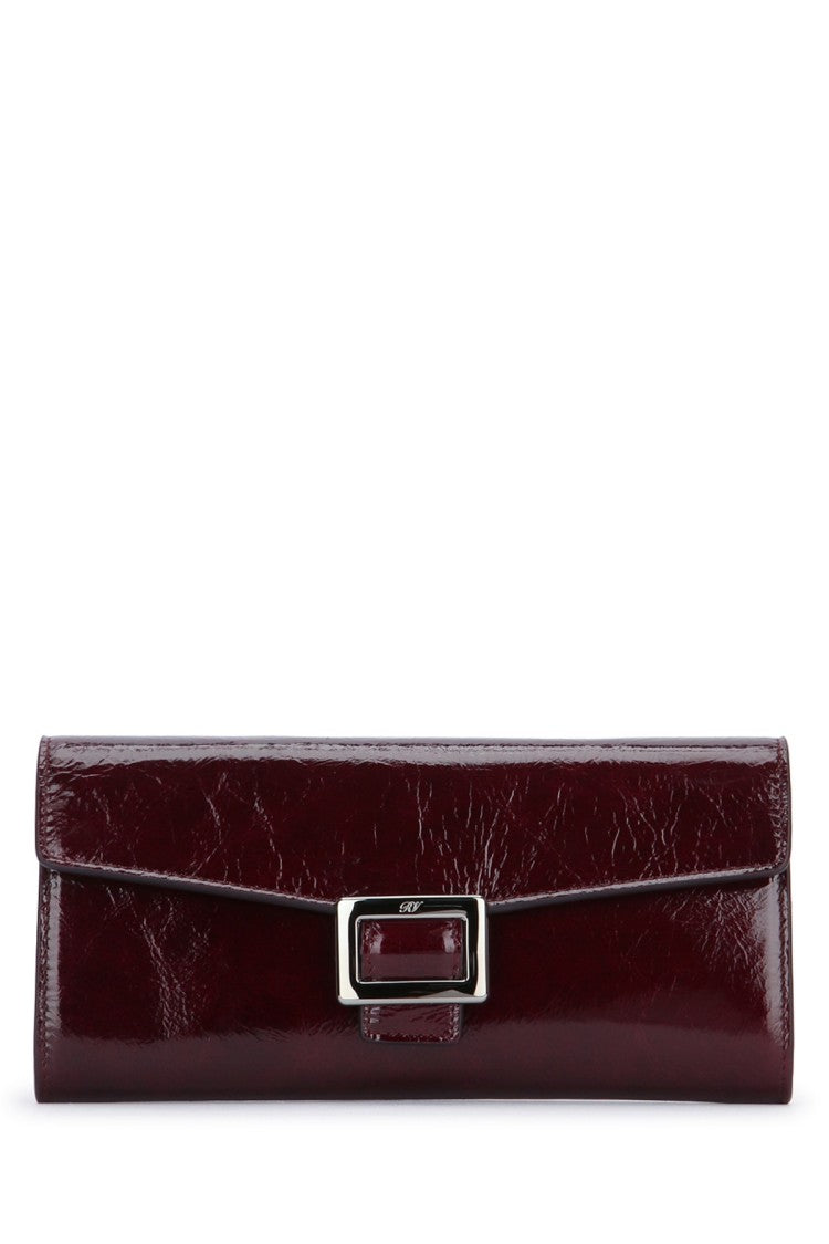 Roger Vivier Burgundy Finish Clutch With Metallic Buckle