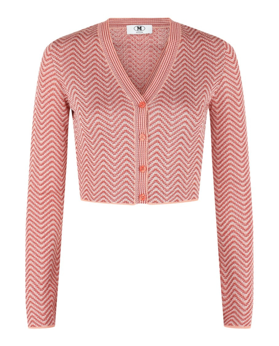 M Missoni Cropped Chevron Patterned Cardigan