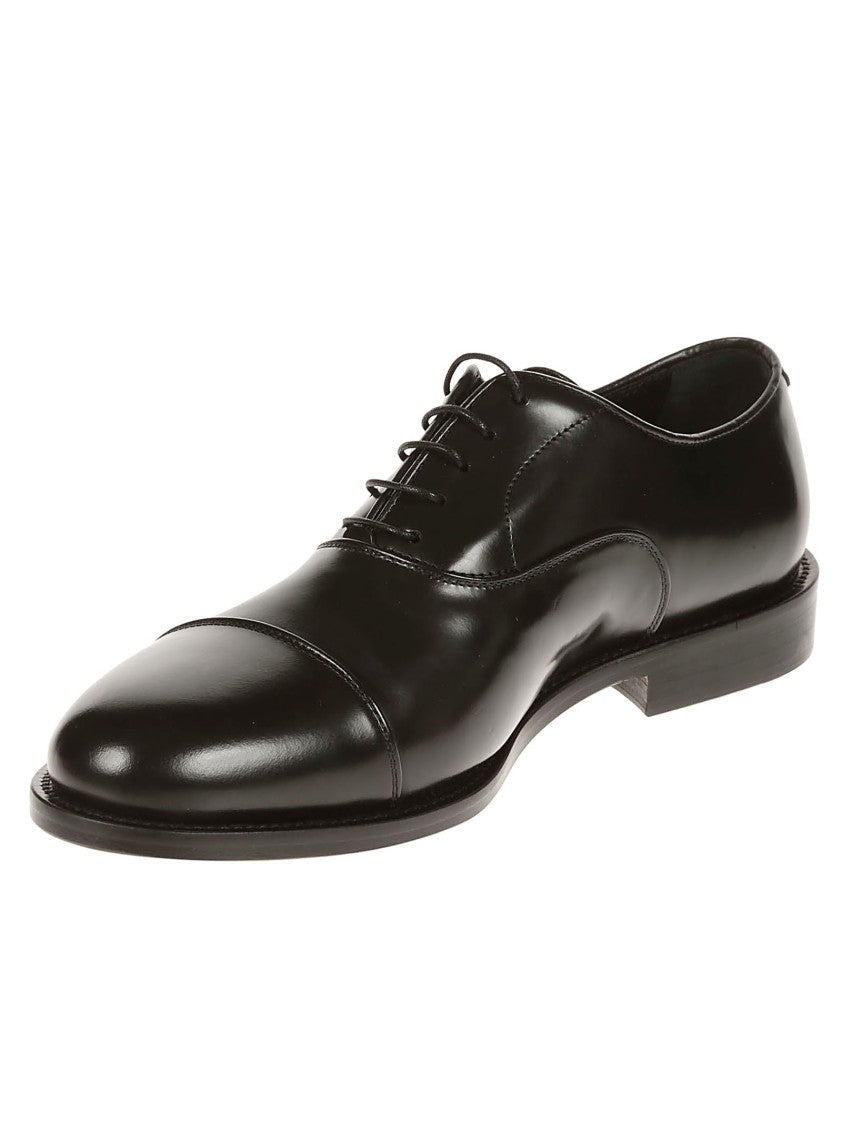Corvari Pointed Toe Black Brushed Leather Loafers With Rubber