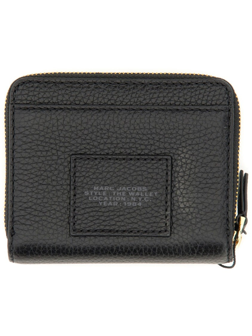 Marc Jacobs Black Textured Leather Zip Around Mini Wallet