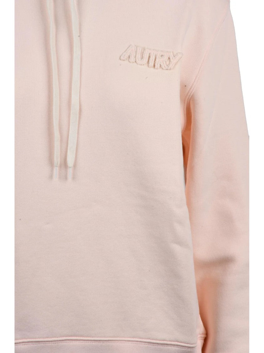 Autry Pink Embroidered Detail Cotton Hoodie