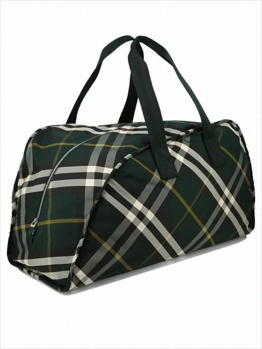 Burberry Check Pattern Nylon Duffle Bag