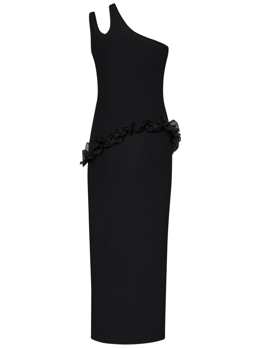 Nensi Dojaka Asymmetrical Black Midi Dress