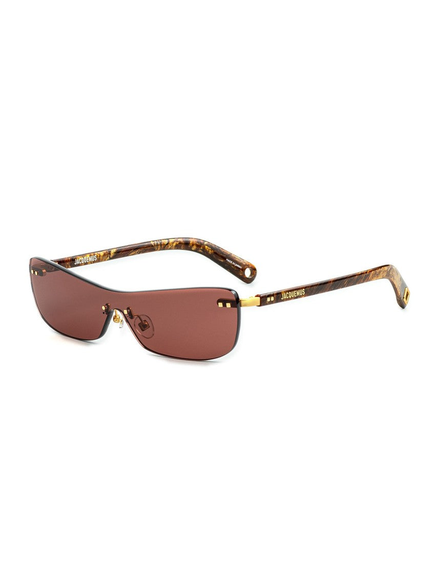 Jacquemus Sleek Brown Acetate Sunglasses With Gold Accents