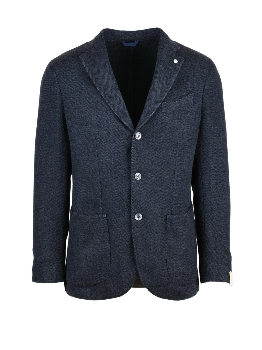 L.B.M. 1911 Round Blazer In Soft Cashmere-Alpaca Blend With Herringbone Texture