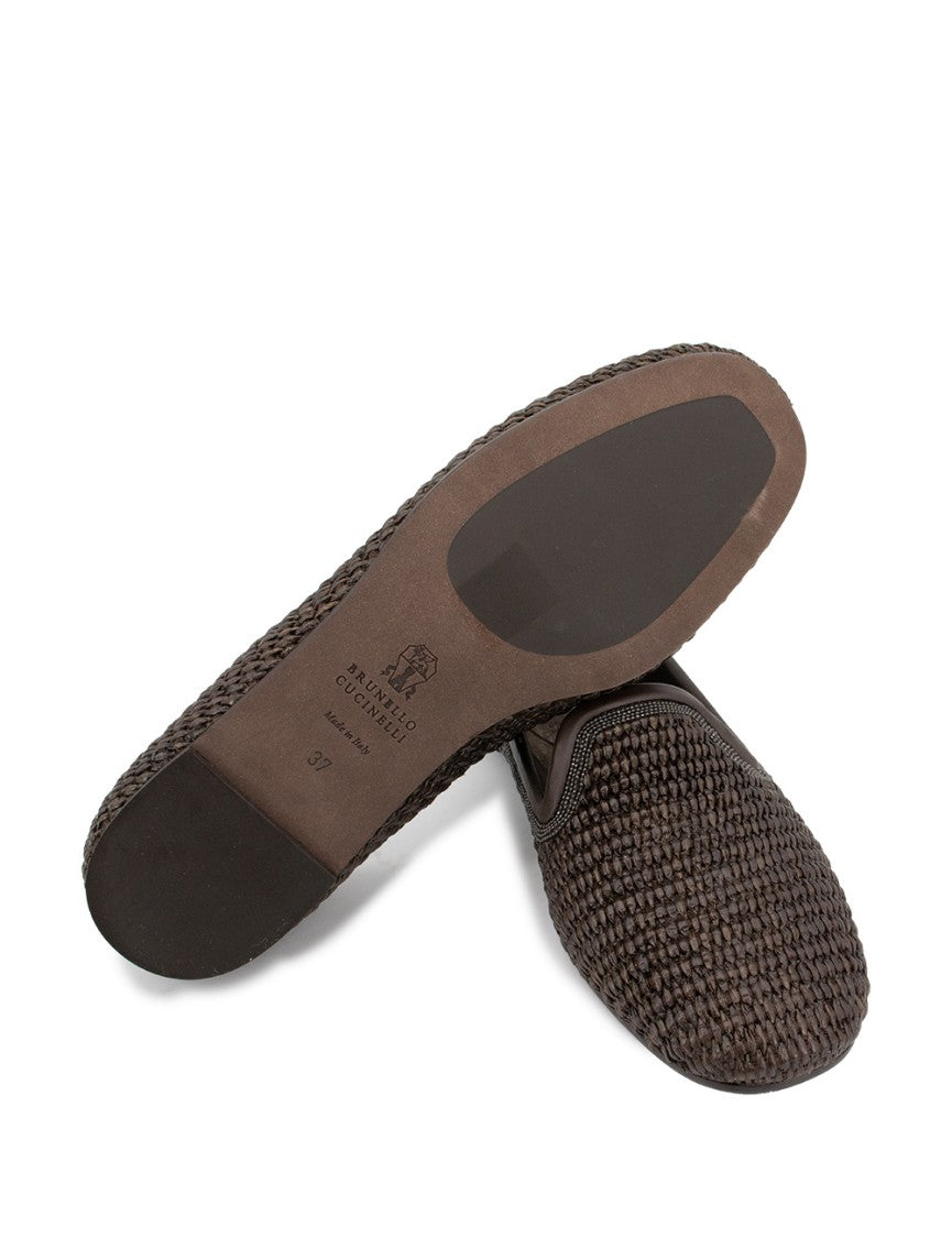 Brunello Cucinelli Woven Texture Loafers With Refined Suede Lining