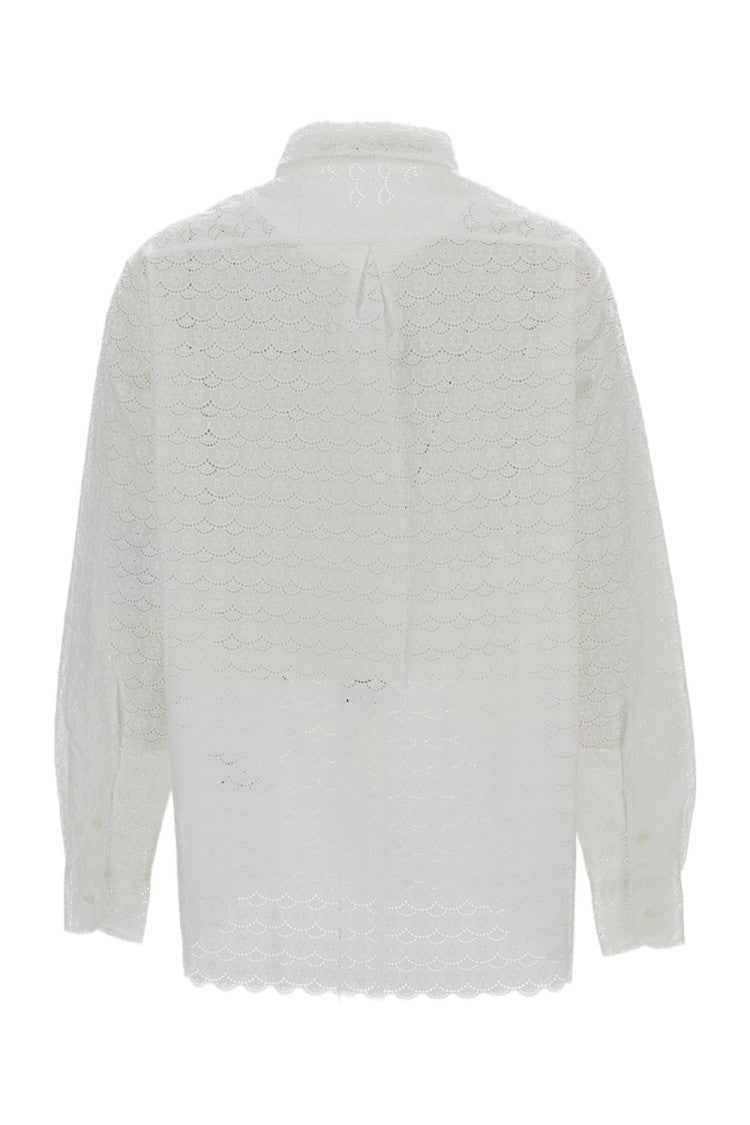 Meta Campania White Pablo Flower Embroidered Cotton Shirt