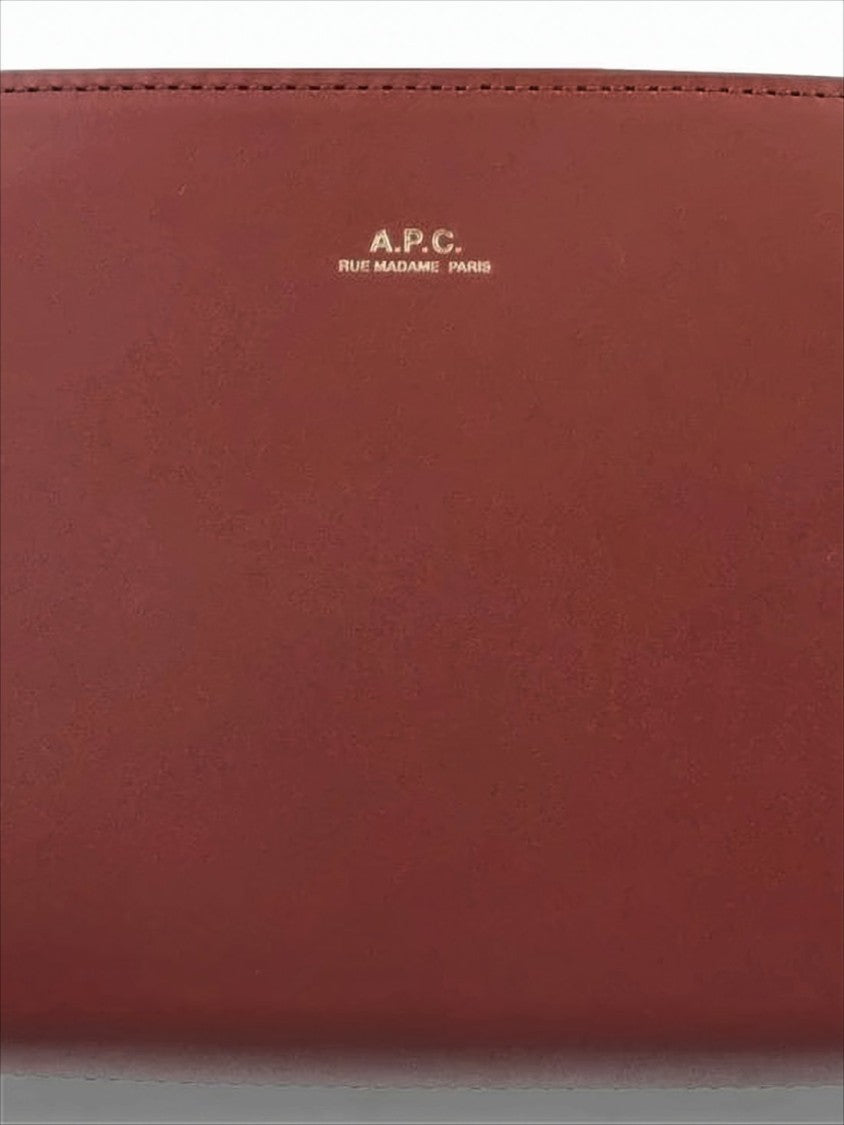 A.P.C. Structured Burgundy Calf Leather Crossbody Bag