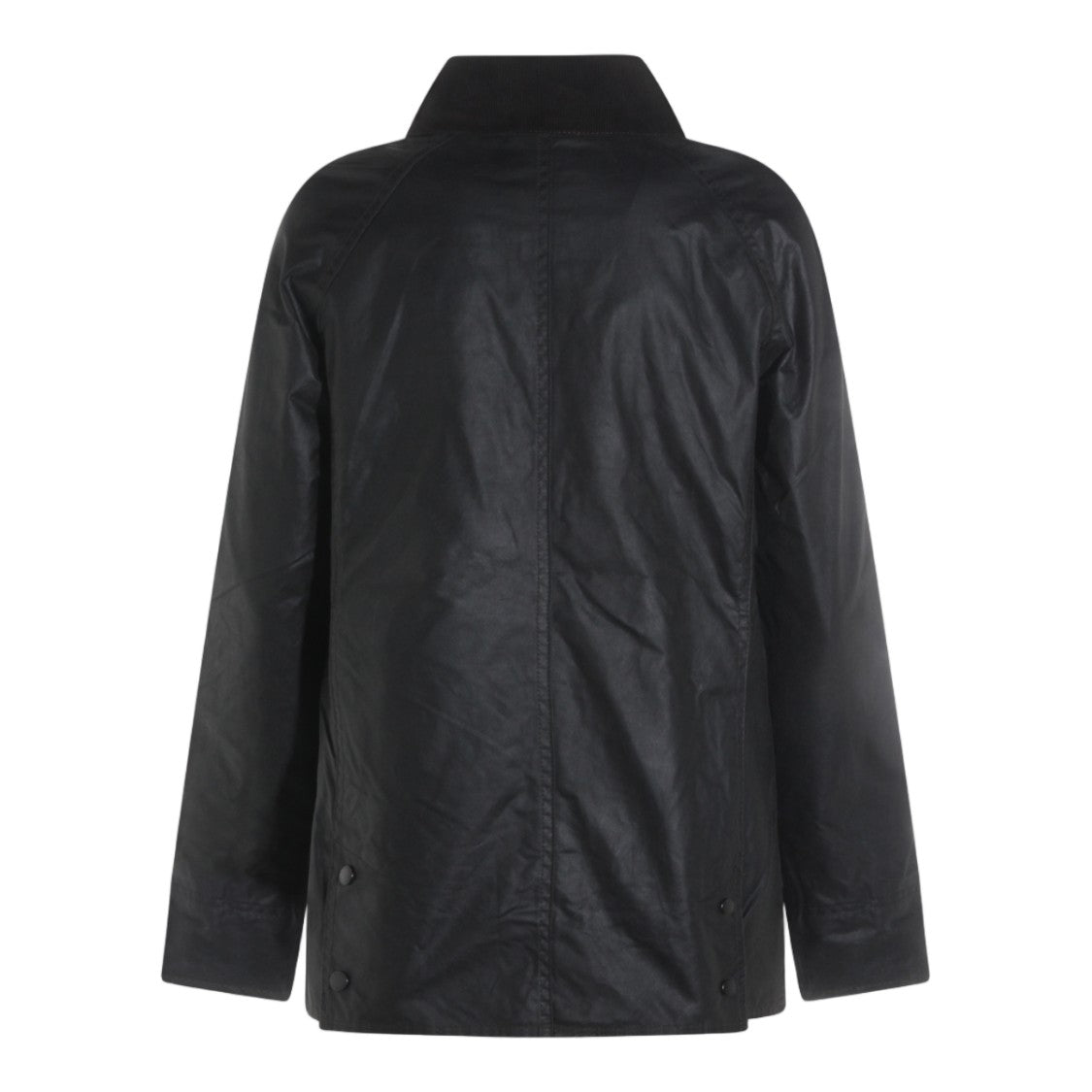 Barbour Classic Matte Black Waxed Jacket With Textured Collar
