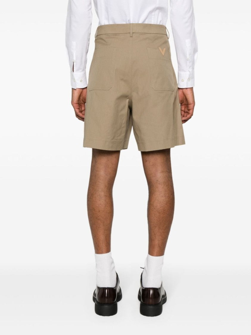 Valentino Garavani Beige Cotton Twill Weave Shorts