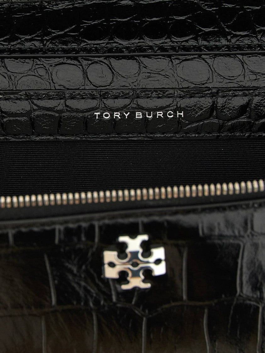 Tory Burch Charlie East-West Embossed Crocodile Vanity Case