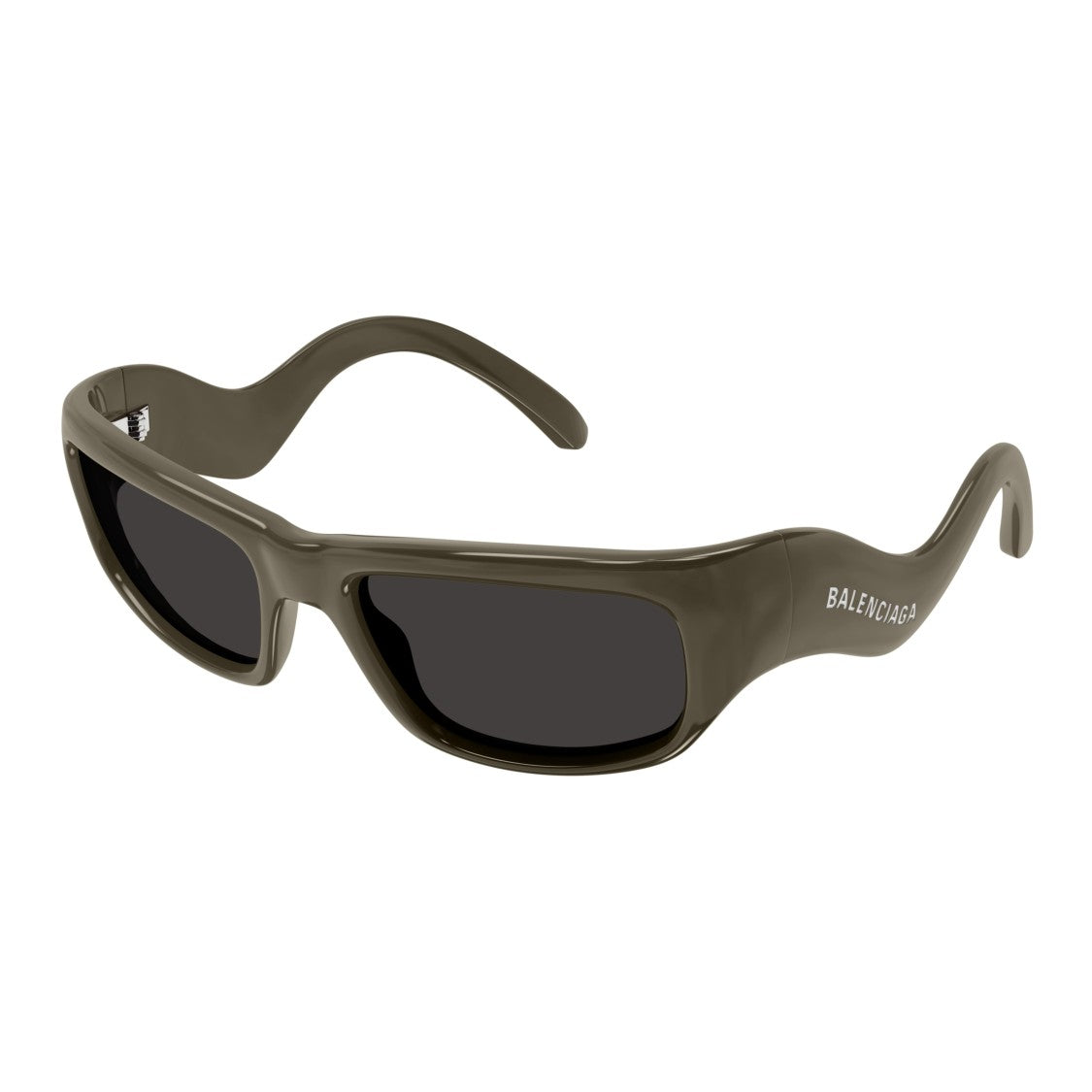 Balenciaga Rectangular Brown Sunglasses With Glossy Finish