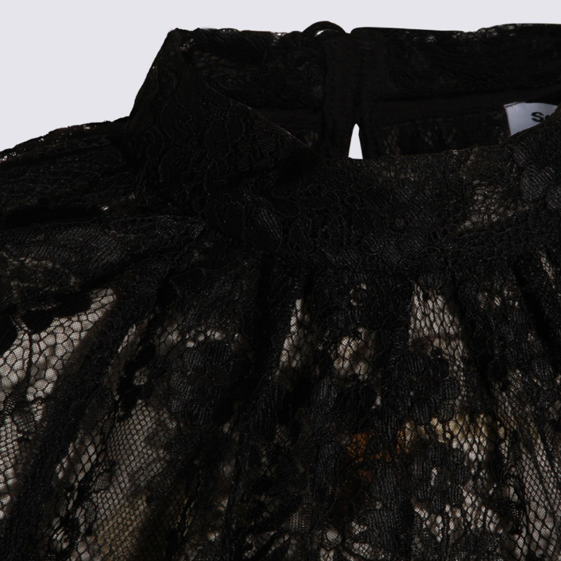 Self-Portrait Intricate Floral Lace Long-Sleeved Top With Scalloped Edges