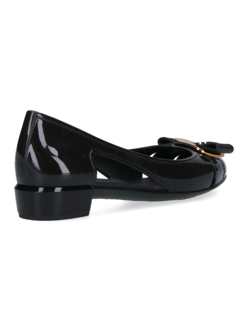 Ferragamo "Nara Jelly Cutout Bow" Ballerinas Black