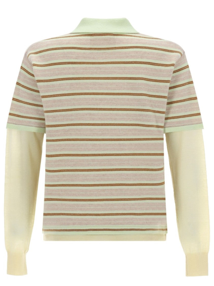 Guest In Residence Layered Stripe Cashmere Rugby Polo Shirt