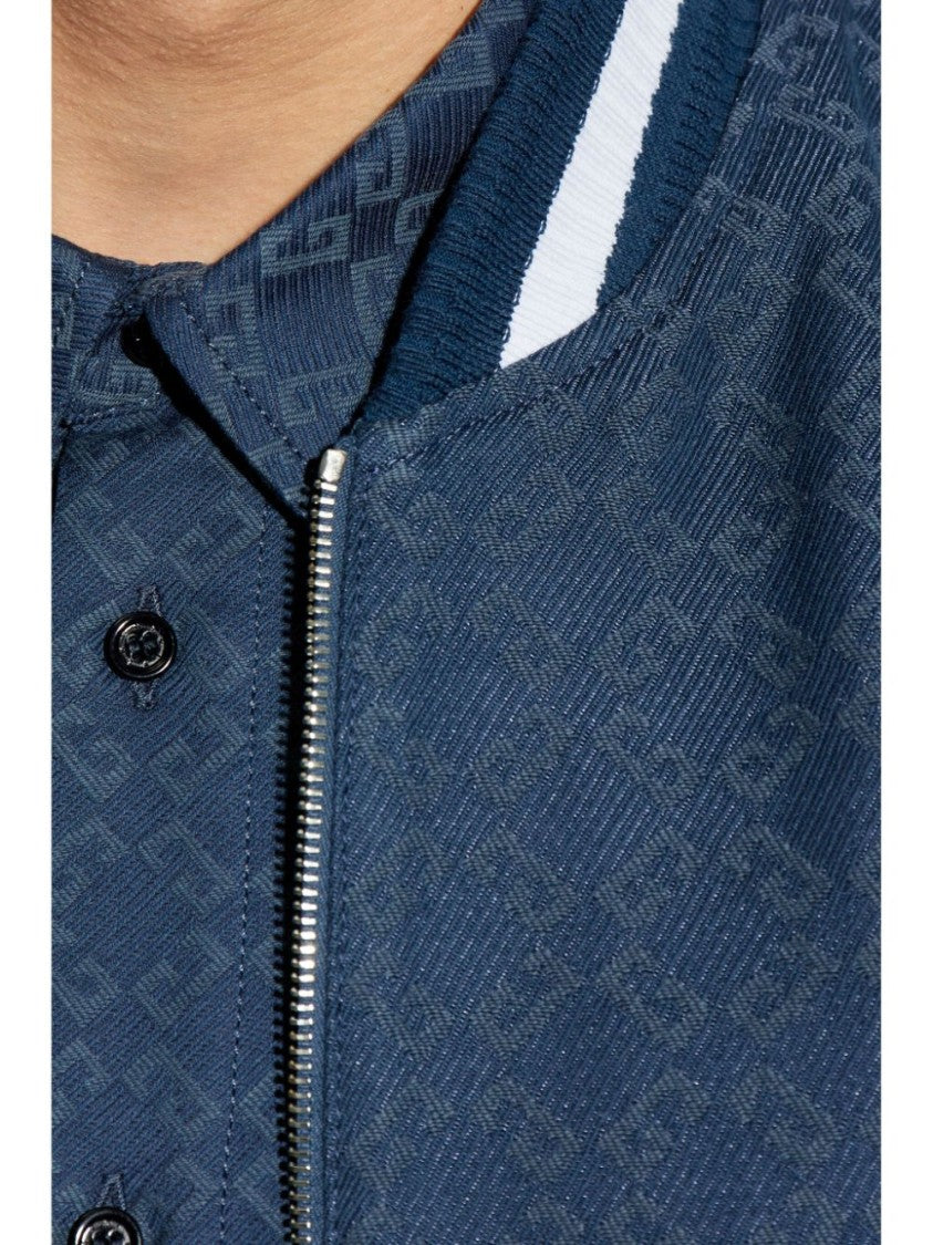 Givenchy Indigo Blue Ribbed Hem Zip Jacket