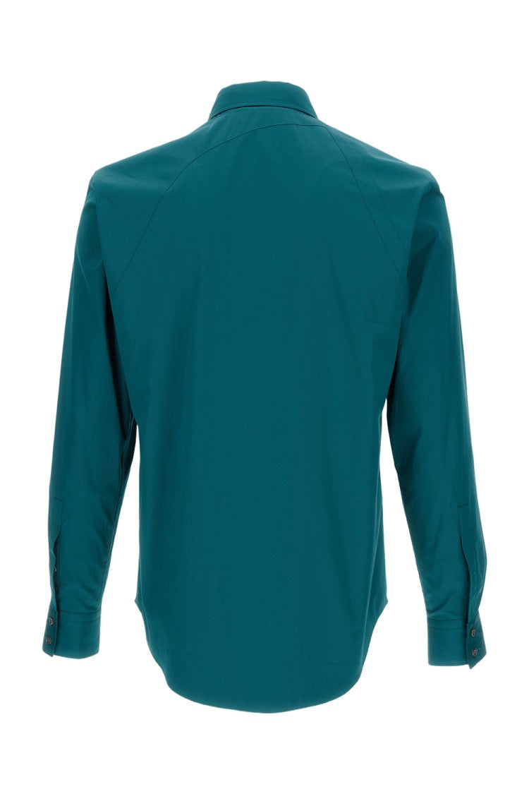 Alexander Mcqueen Tailored Green Shirt With Unique Shoulder Detail