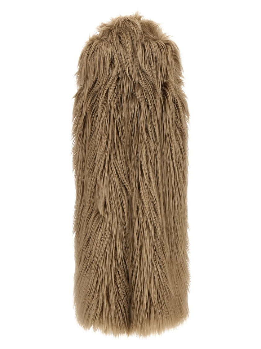 B&B Couture Long-Haired Faux Fur Brown Vest In Robe Style