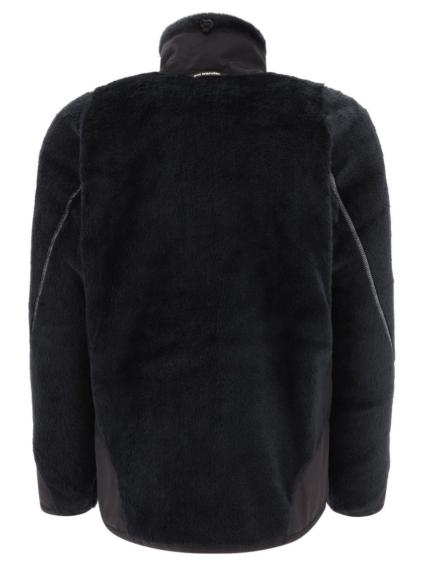 And Wander Plush Textured Jacket With High Collar