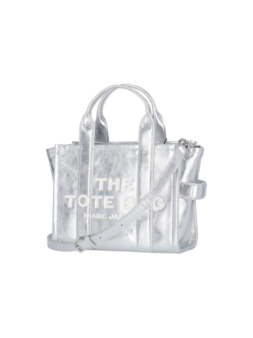 Marc Jacobs Silver Metallic Leather Small Tote Bag