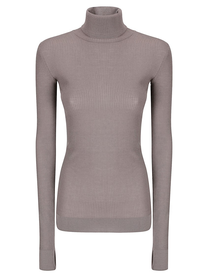 Lemaire High Collar Seamless Knit Top With Straight Hems