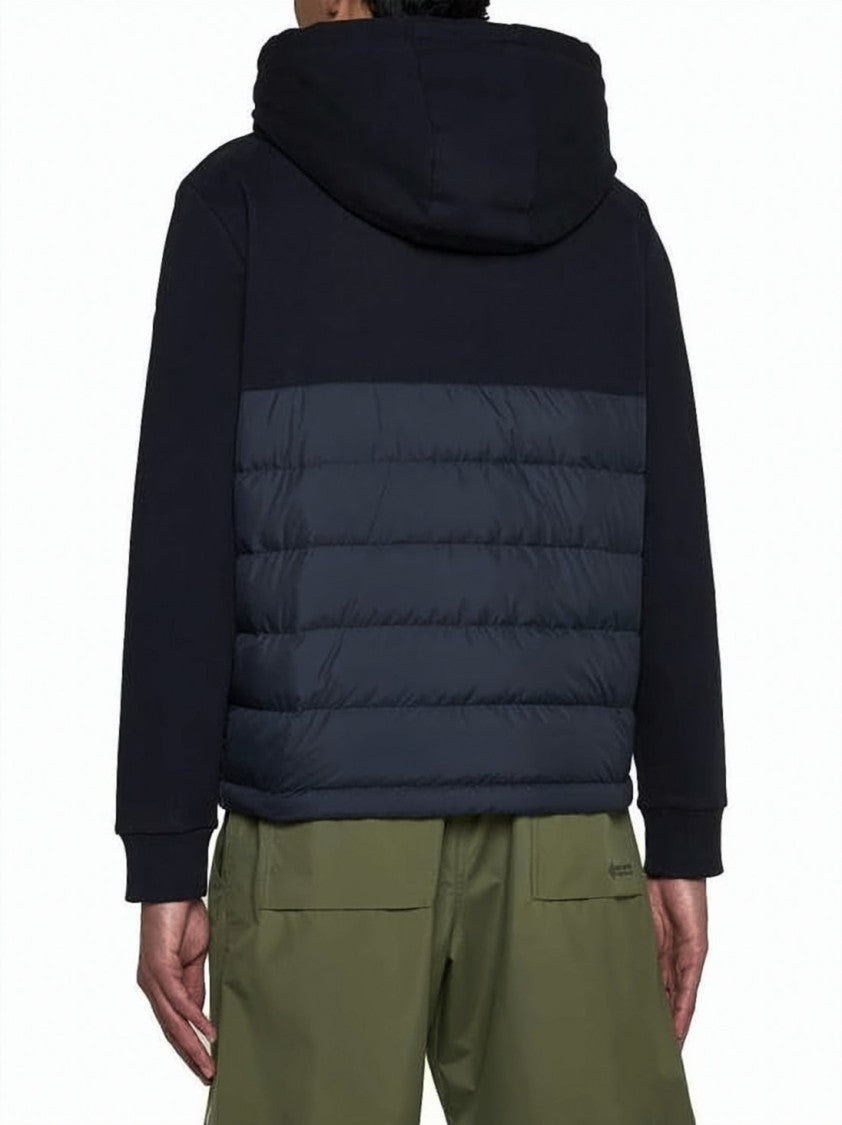 Moncler Short Black Padded Jacket With Smooth Fabric Panels