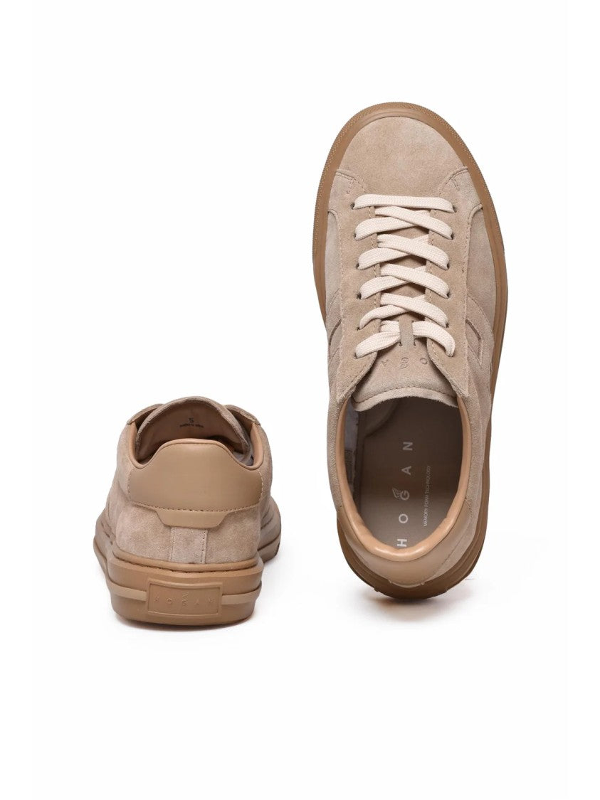 Hogan Beige Leather Suede Sneakers