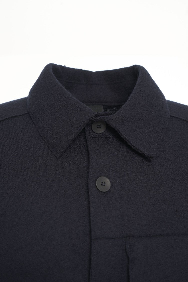 Transit Minimalistic Virgin Wool Overshirt With Structural Collar