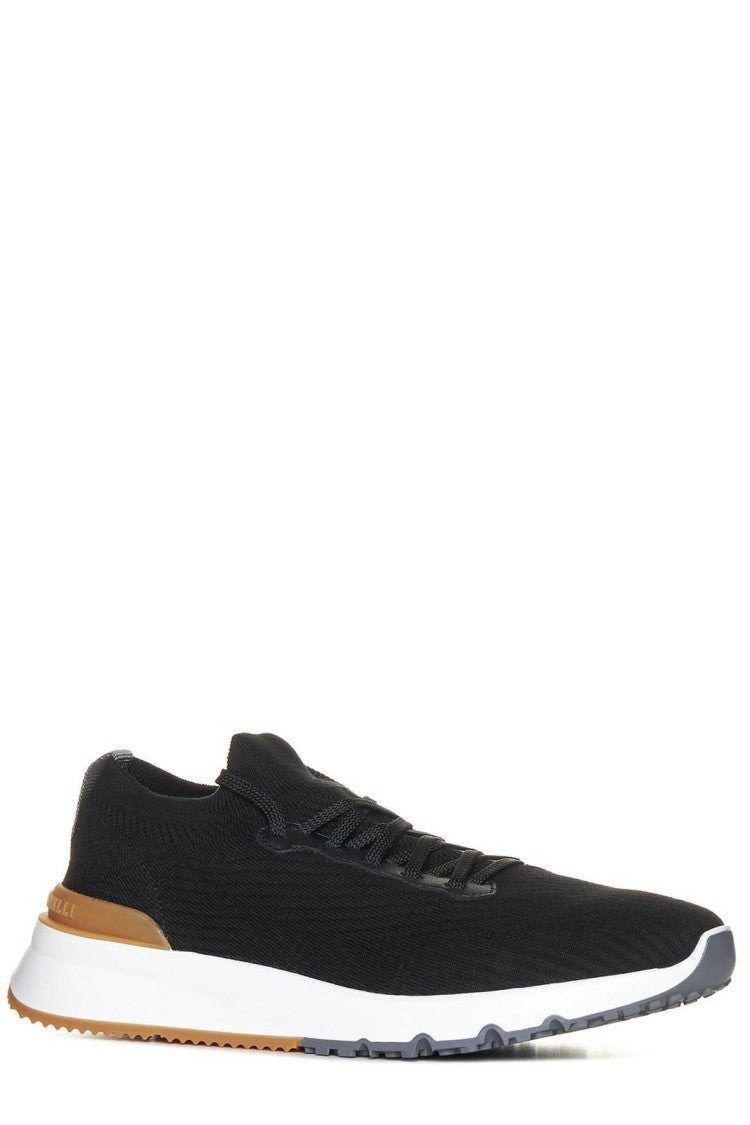 Brunello Cucinelli Black Knitted Sneakers With Chunky Sole