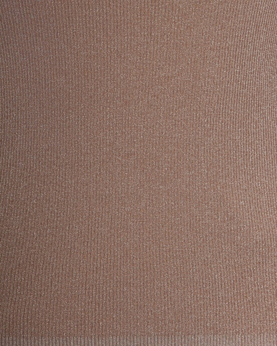 Max Mara Natural Ribbed Knit Metallic Top