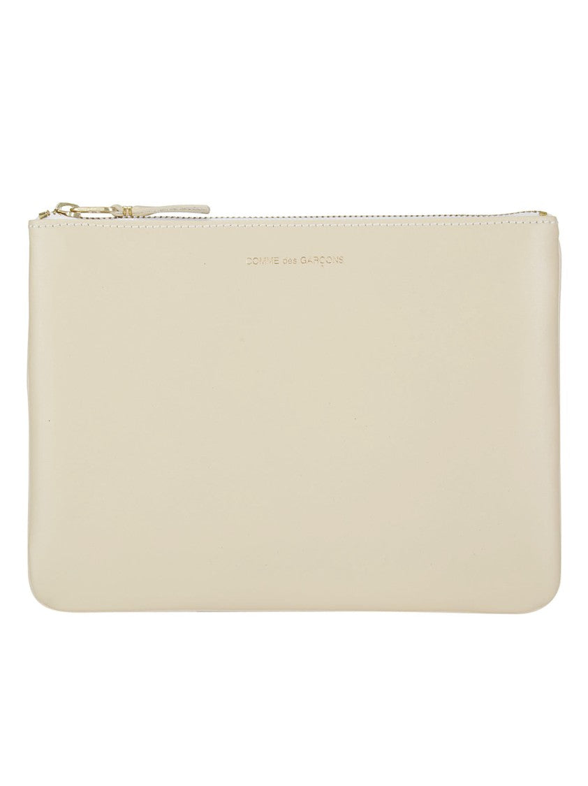 Comme Des Garçons Smooth Leather Wallet With Gold Logo Detail