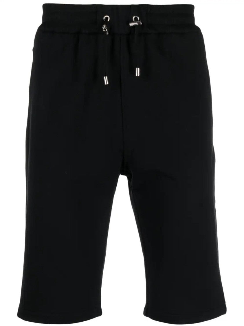Balmain Minimalist Black Bermuda Shorts With Adjustable Waistband