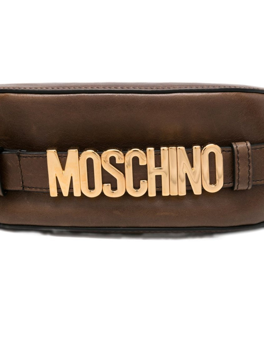 Moschino Crescent Shaped Metallic Accent Silk Bag