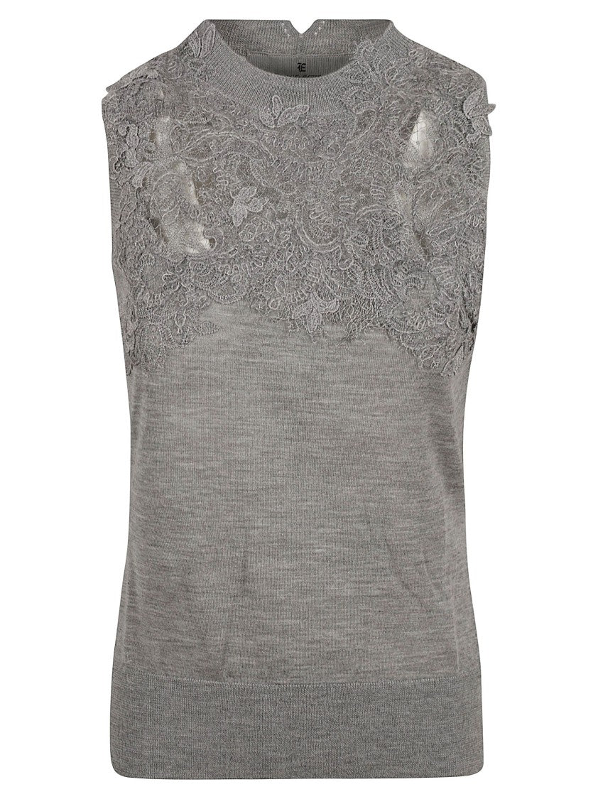 Ermanno Scervino Lace-Embellished Sleeveless Top With Lightweight Fabric