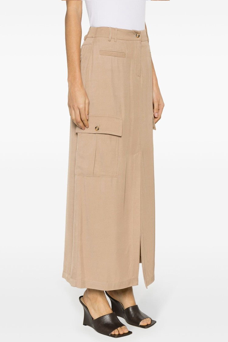 Ermanno Scervino Beige Midi Skirt Utilitarian Pockets Button