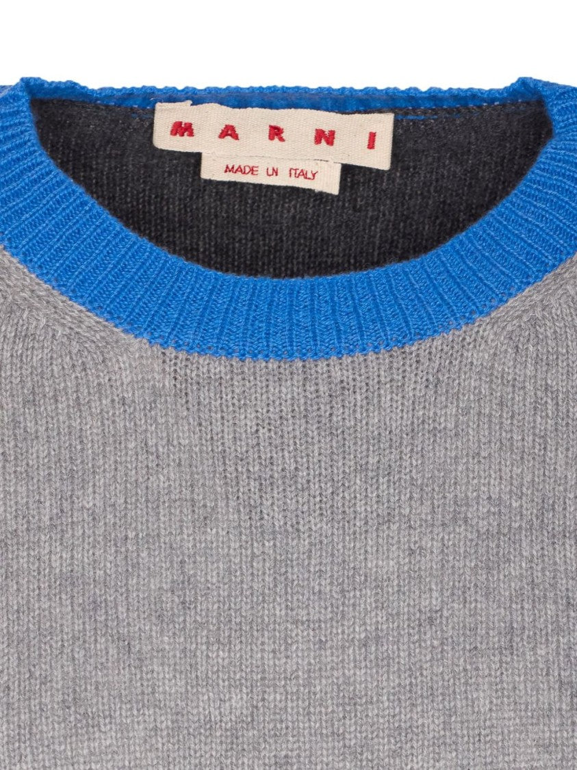 Marni Cropped Color-Block Sweater With Round Neckline
