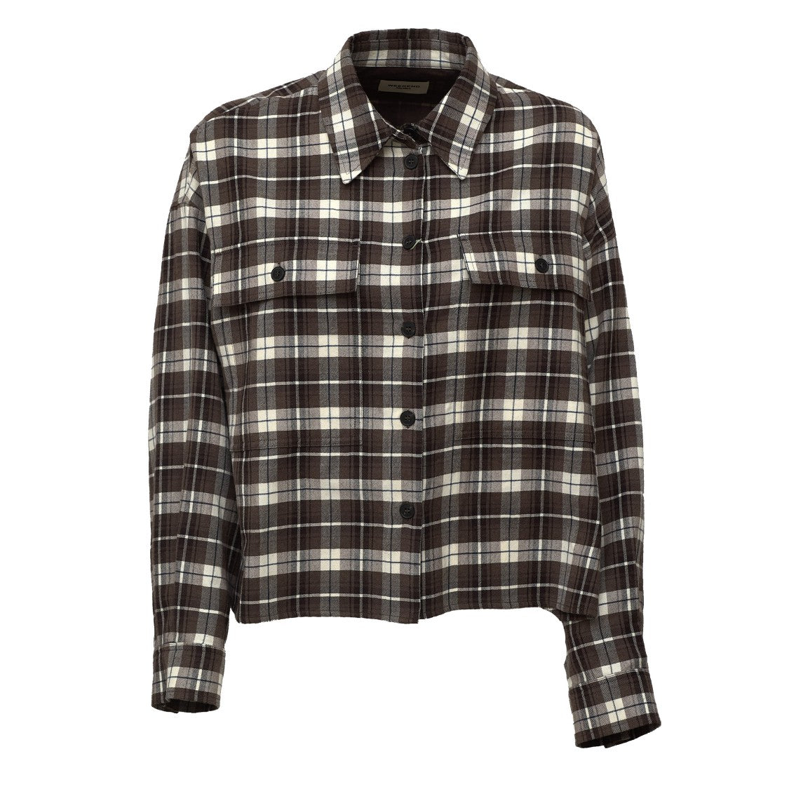 Max Mara Check Pattern Wool-Cotton Flannel Shirt