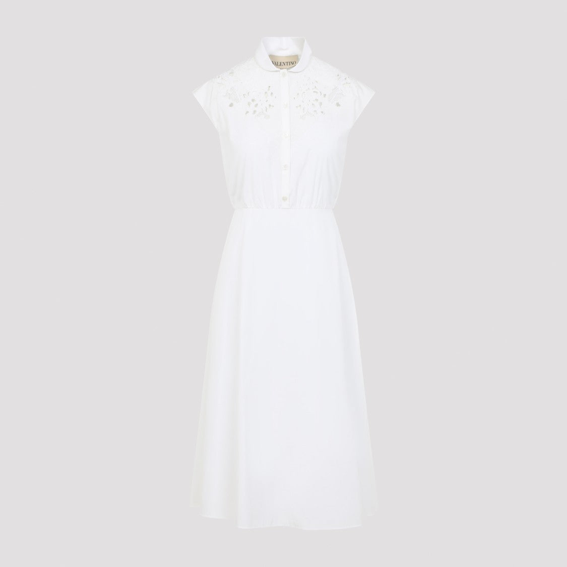 Valentino Cut-Out Embroidered Cotton Midi Dress