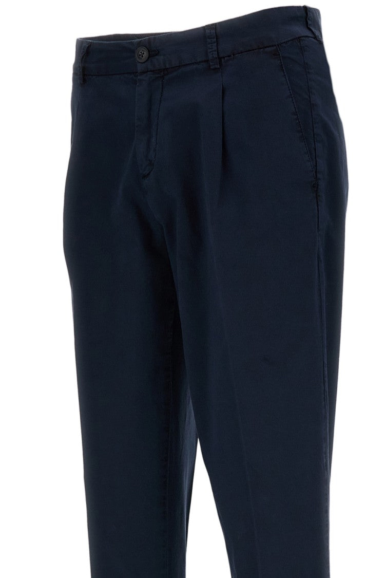 Fay Structured Regular Fit Herringbone Cotton Trousers