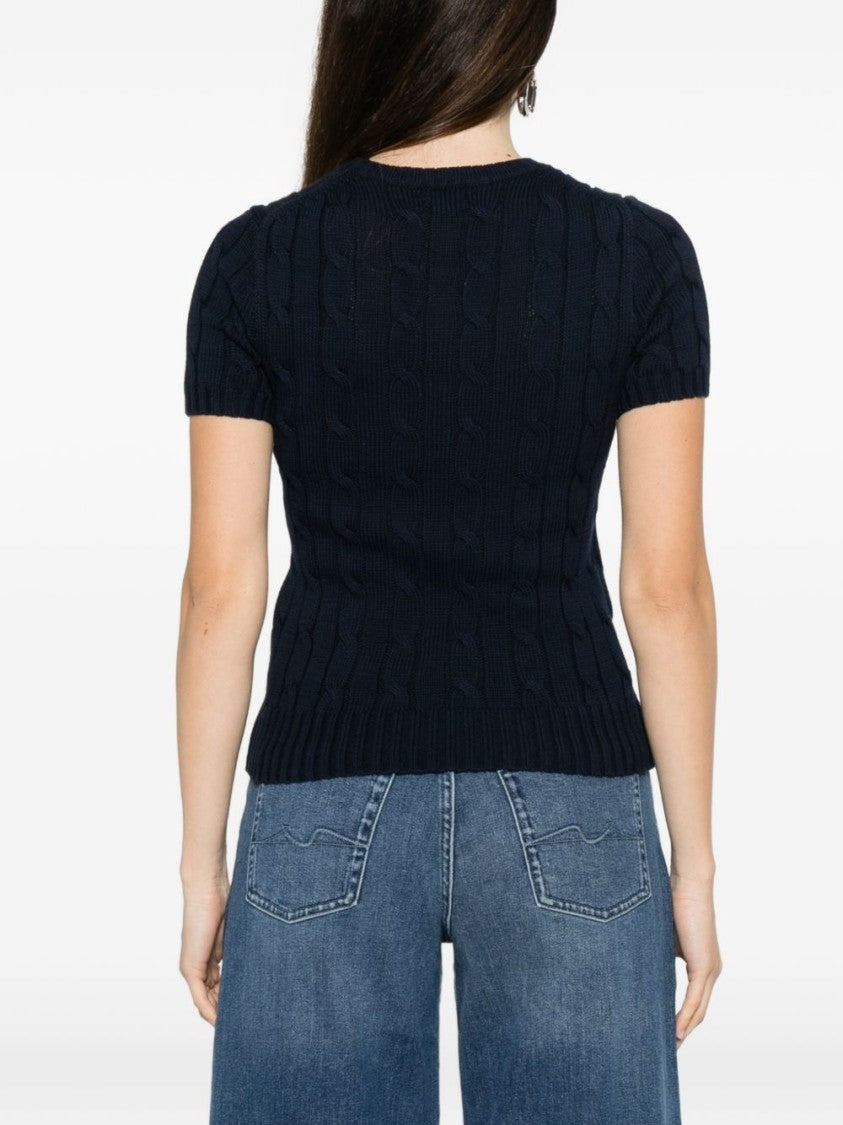 Polo Ralph Lauren Navy Blue Ribbed Crewneck Short-Sleeve Sweater