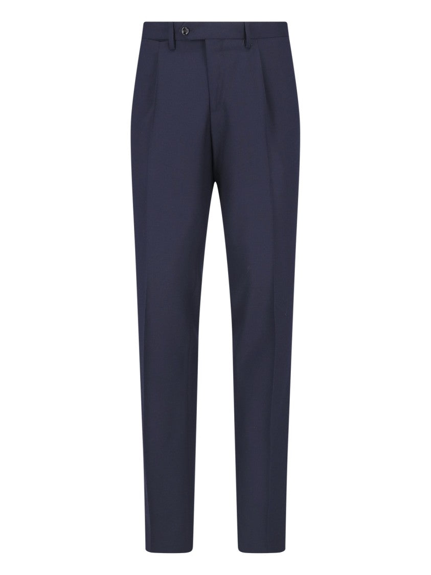 Lardini Navy Blue Double-Breasted Virgin Wool Suit