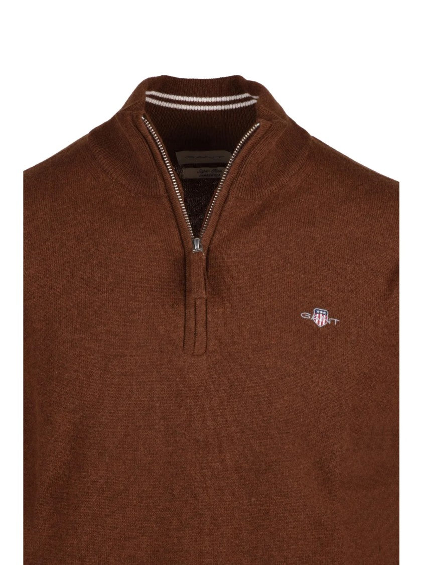 Gant Wool Pullover With Half-Zip Closure And Embroidered Logo