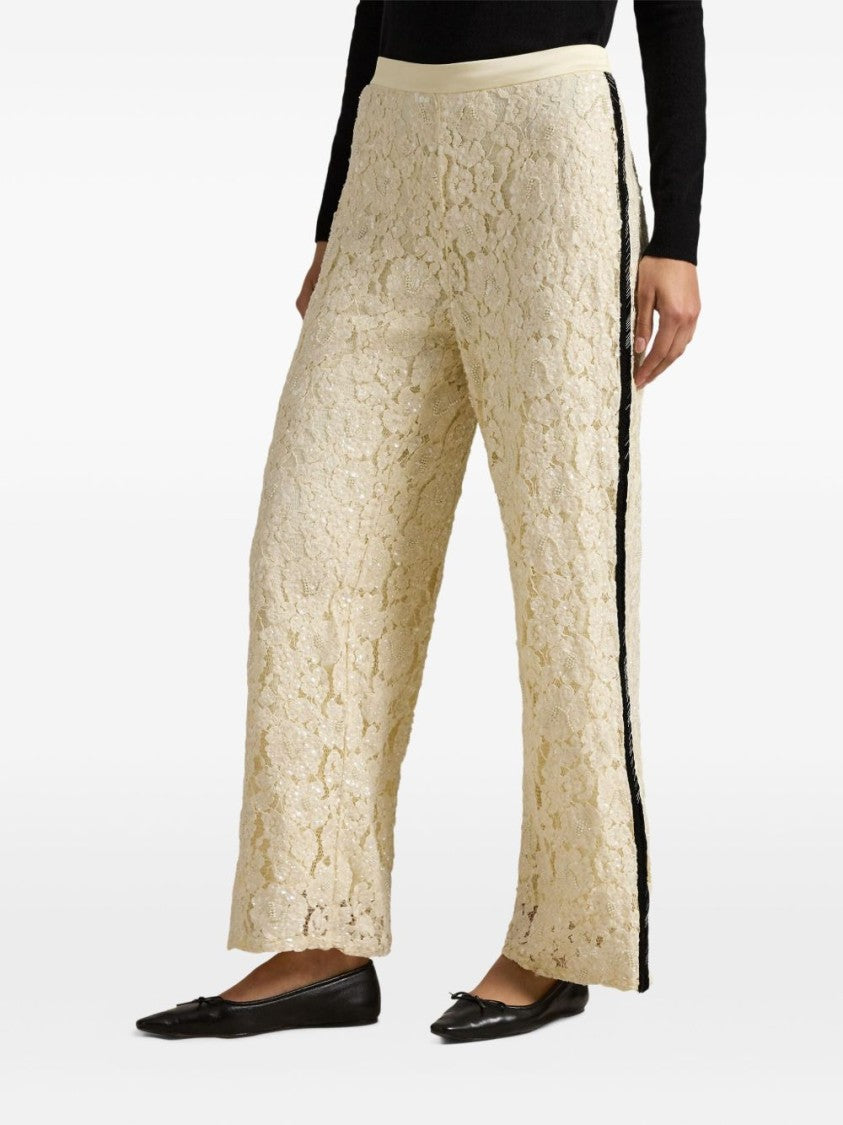 Polo Ralph Lauren Wide-Leg Floral Lace Trousers