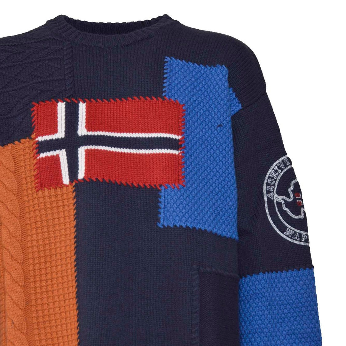Napapijri Pullover Patchwork In Multicolored Wool