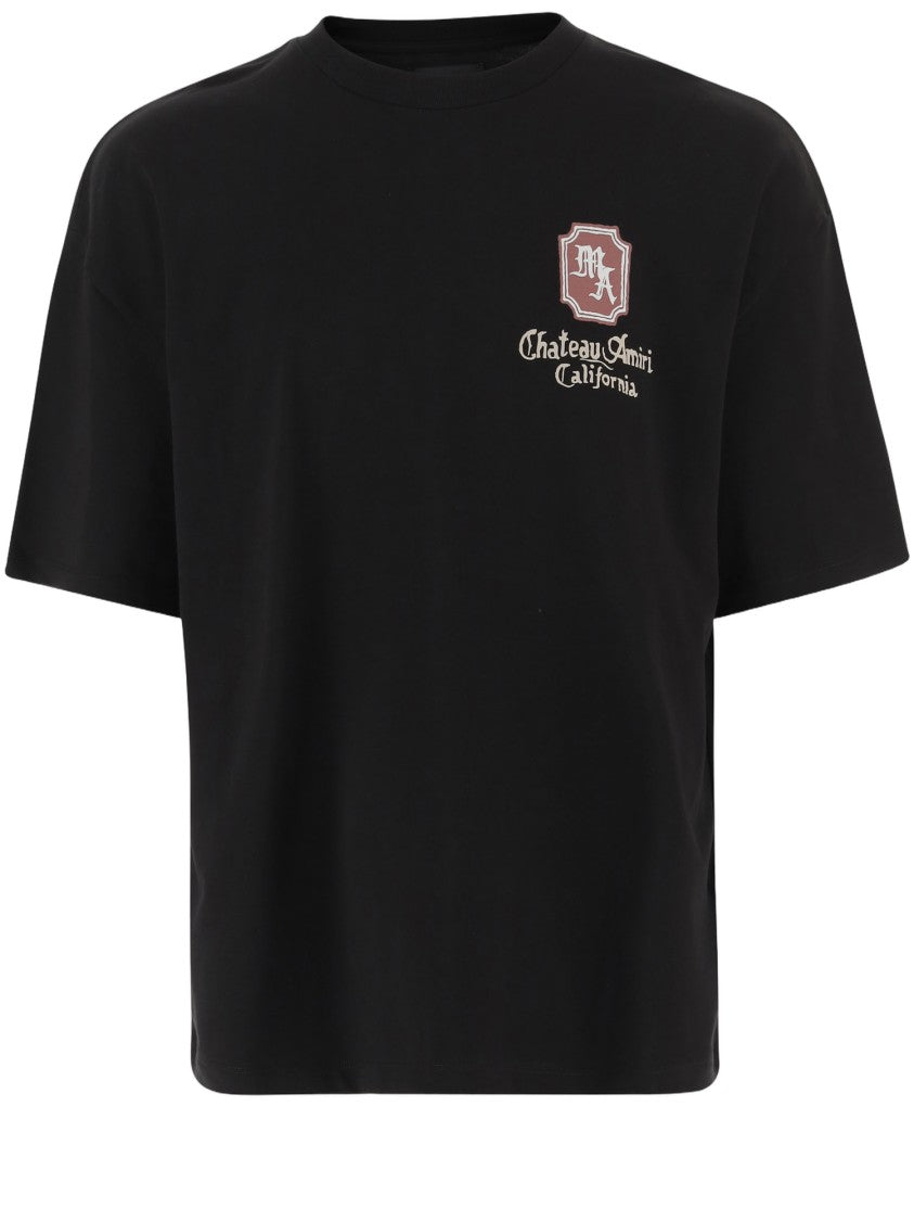 Amiri Black Cotton T-Shirt With Graphic Art