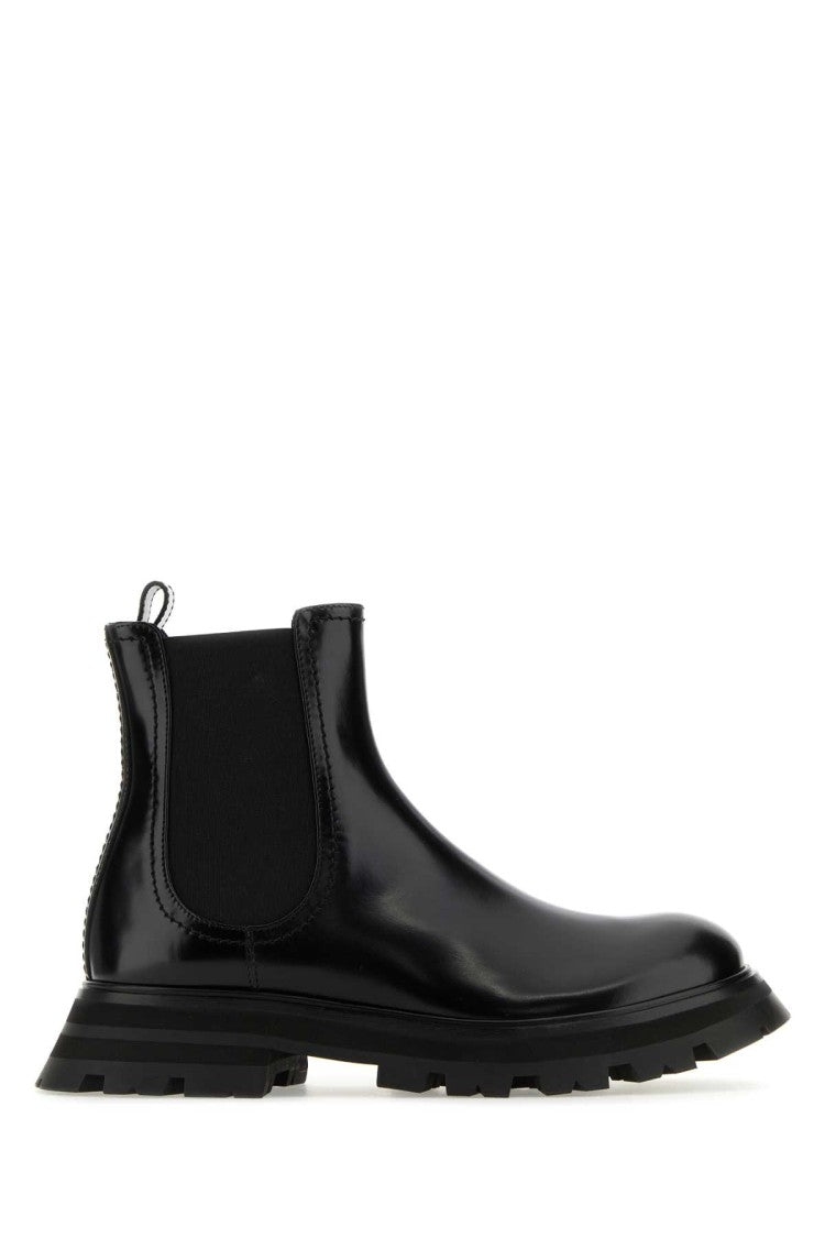 Alexander Mcqueen Black Leather Ankle Boots
