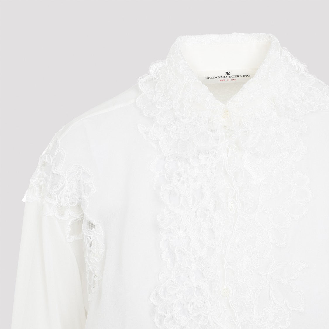Ermanno Scervino Silk Shirt With Intricate Lace Detailing And Design