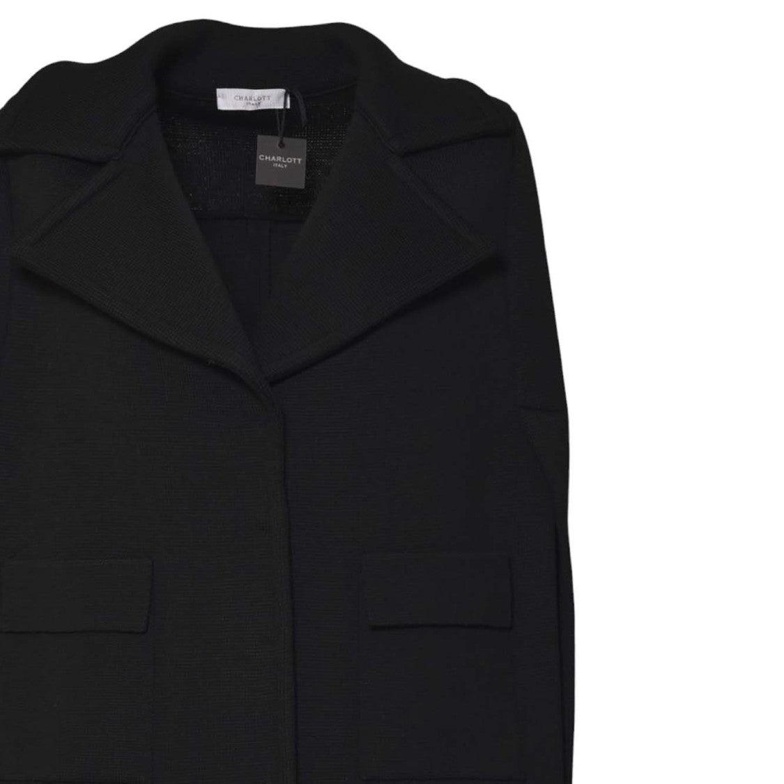 Charlott Tailored Black Wool Jacket With Structured Collar And Flap Pockets