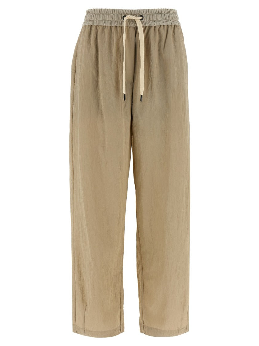 Brunello Cucinelli Wrinkled Viscose Trousers With Adjustable Drawstring